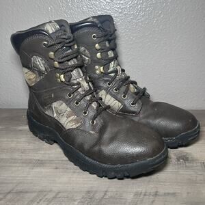 Game Winner Mens Waterproof Hunting Boots Leather / Camo Lace Up Size 10.5
